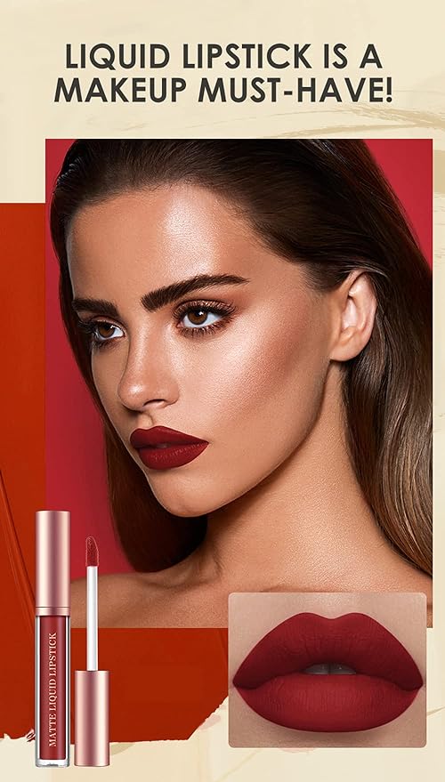 12Pcs Matte Liquid Lipstick Lip Liner Pens Set One Step Lips Makeup Sets Pigment Velvety Nude Lip Stain Waterproof Long Wear Lip Gloss Make up Gift Set (Set B)