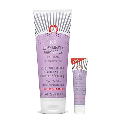 First Aid Beauty KP Bump Eraser Body Scrub, Exfoliant for Keratosis Pilaris with 10% AHA, 2 oz.