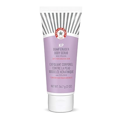 First Aid Beauty KP Bump Eraser Body Scrub, Exfoliant for Keratosis Pilaris with 10% AHA, 2 oz.