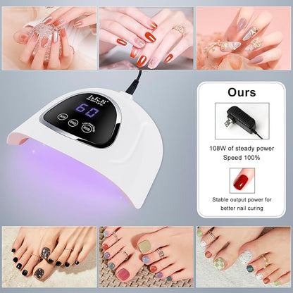 UV LED Nail Lamp  LED Nail Lamp 72W UV Light for Nails with 3 Timer Setting & LCD Touch Display Screen Nail Lamp Nail Dryer