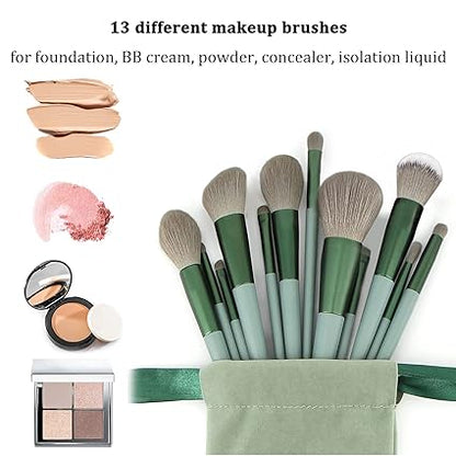 Koccido 22-Piece Makeup Brush Set Includes foundation and eyeshadow brushes, in stylish green.