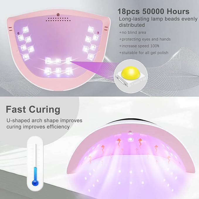 UV LED Nail Lamp  LED Nail Lamp 72W UV Light for Nails with 3 Timer Setting & LCD Touch Display Screen Nail Lamp Nail Dryer