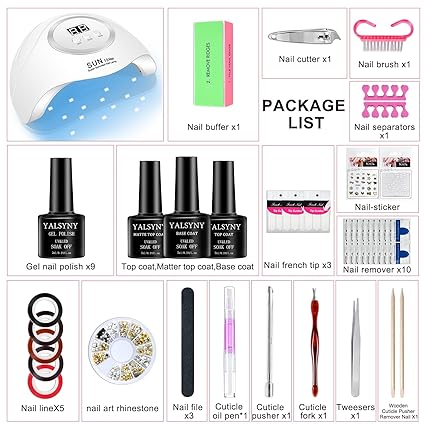 12-Piece Nail Polish Kit with UV LED Lamp and Nail Tool Kit.