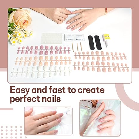 JODSONE 5 Style Jelly Nude Press On Nails 120 PCS Short false Nail Extensions,12 Size Press on Nails * False Nail Tips