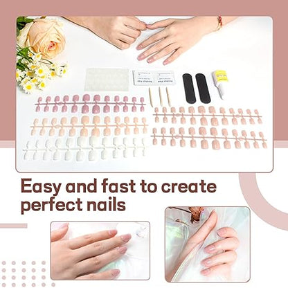 JODSONE 5 Style Jelly Nude Press On Nails 120 PCS Short false Nail Extensions,12 Size Press on Nails * False Nail Tips