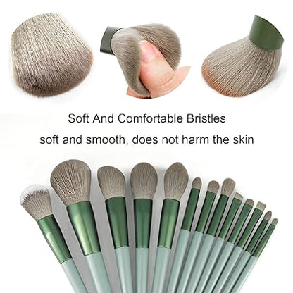 Koccido 22-Piece Makeup Brush Set Includes foundation and eyeshadow brushes, in stylish green.