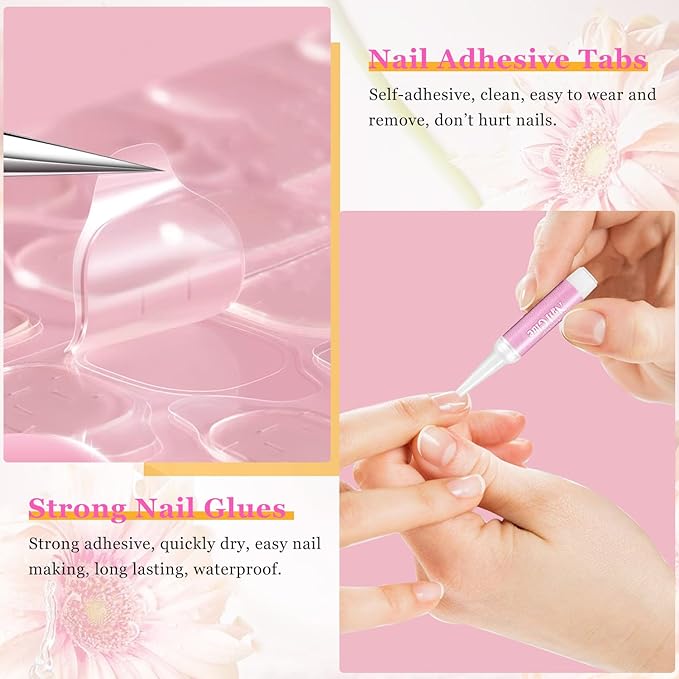 500 Pcs Square Nail Tips Long Nail Tips for Acrylic Nails Professional False Nails Clear Acrylic Nail Kit with Glue Adhesive Tabs Acrylic Nail Clipper Files for Nail Art DIY