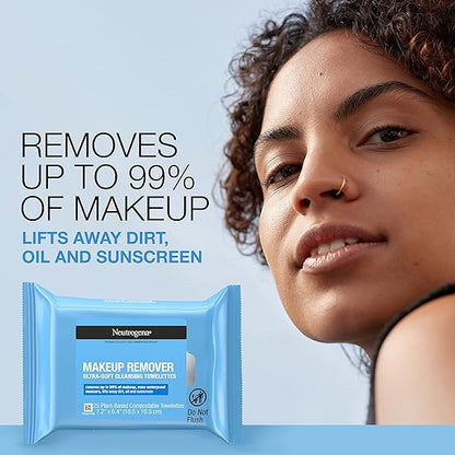 Neutrogena Makeup Remover Wipes Ultra-soft, alcohol-free, plant-based towelettes for waterproof makeup. Twin pack, 25-count each.