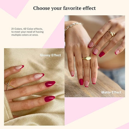 24 PCS Gel Nail Polish Set Gel Nail Polish Kit with Base Gloss Matte Top Coat White Nude Pink Red Nail Polish Set Nail Kit Gifts for Women