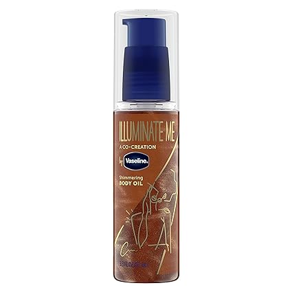 Vaseline Illuminate Me Shimmering Body Oil glow beautifully with a shimmer designed for melanin-rich skin.