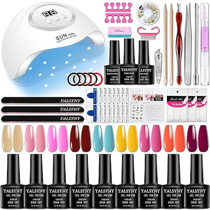 12-Piece Nail Polish Kit with UV LED Lamp and Nail Tool Kit.