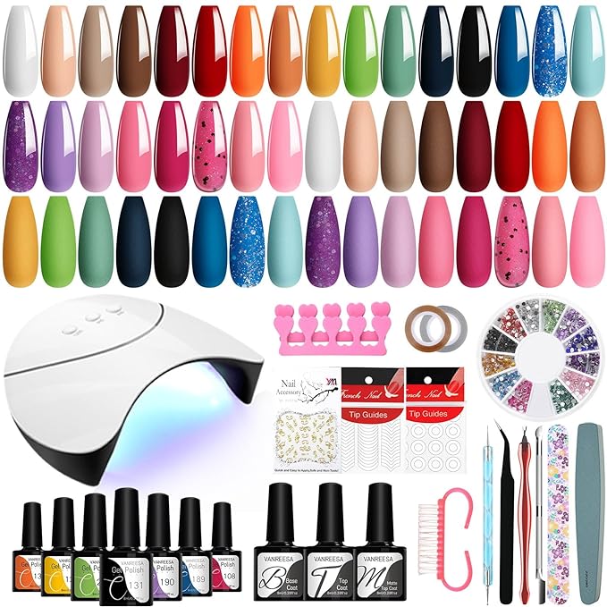 42 Pcs Gel Nail Polish Kit with U V Light 24 Colors Gel Nail Polish Set Glossy & Matte Top Coat Complete Gel Nail Kit with Manicure Tools for All Seasons Gifts for Women