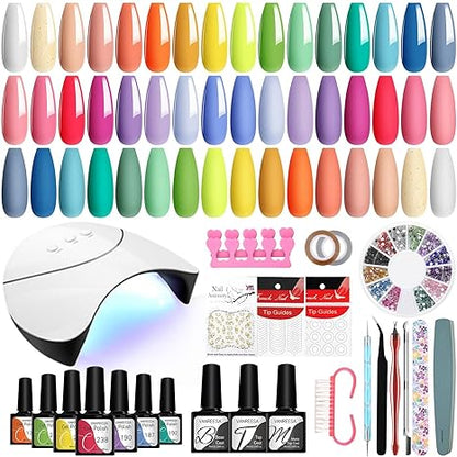 42-Piece Gel Nail Polish Kit with UV Light 24 colors, manicure tools, perfect for DIY at-home manicures and gifts.