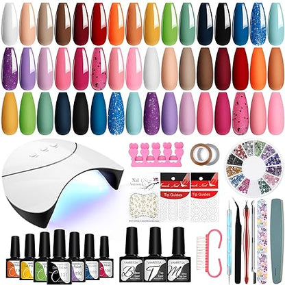 42-Piece Gel Nail Polish Kit with UV Light 24 colors, manicure tools, perfect for DIY at-home manicures and gifts.