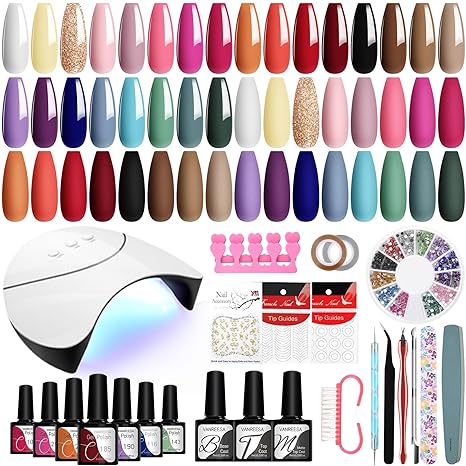 42-Piece Gel Nail Polish Kit with UV Light 24 colors, manicure tools, perfect for DIY at-home manicures and gifts.