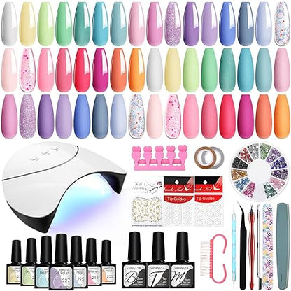 42-Piece Gel Nail Polish Kit with UV Light 24 colors, manicure tools, perfect for DIY at-home manicures and gifts.